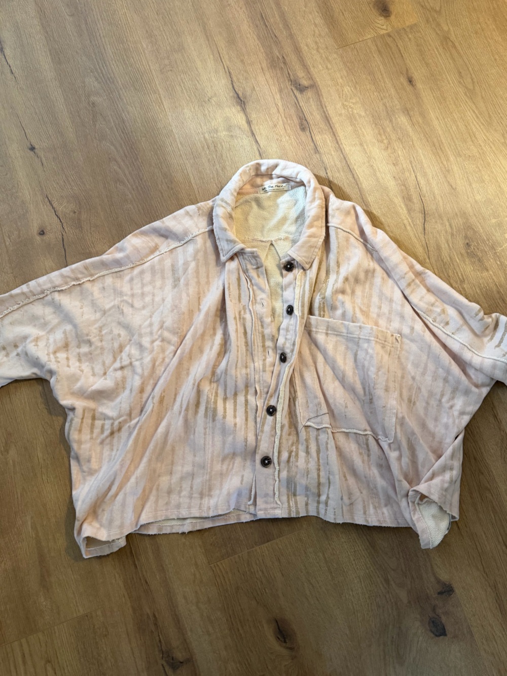 Light Pink Button-Front Oversized Women's Top